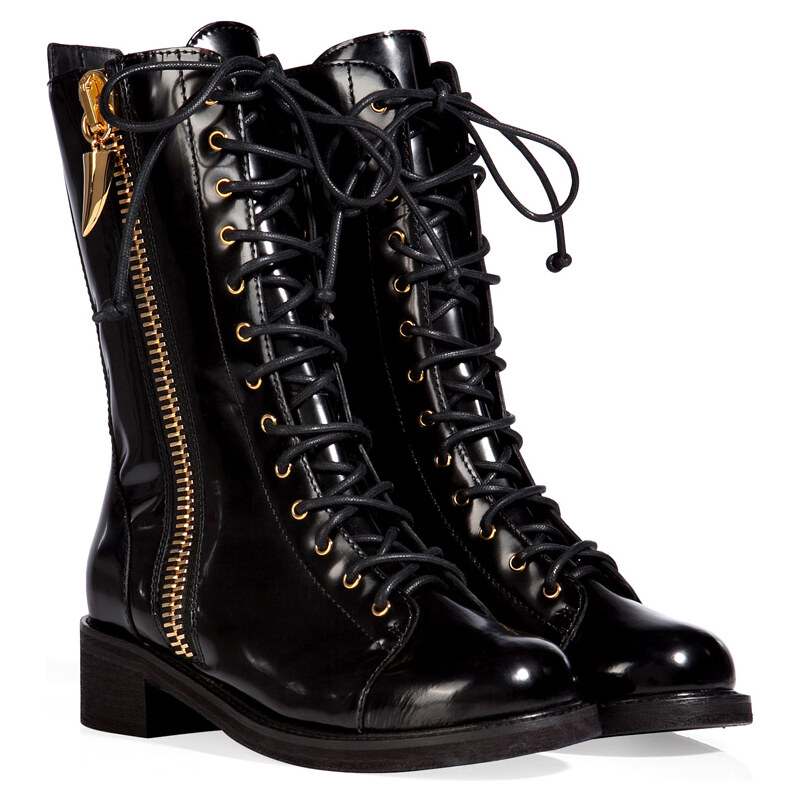 Giuseppe Zanotti Leather Lace Up Boots in Black