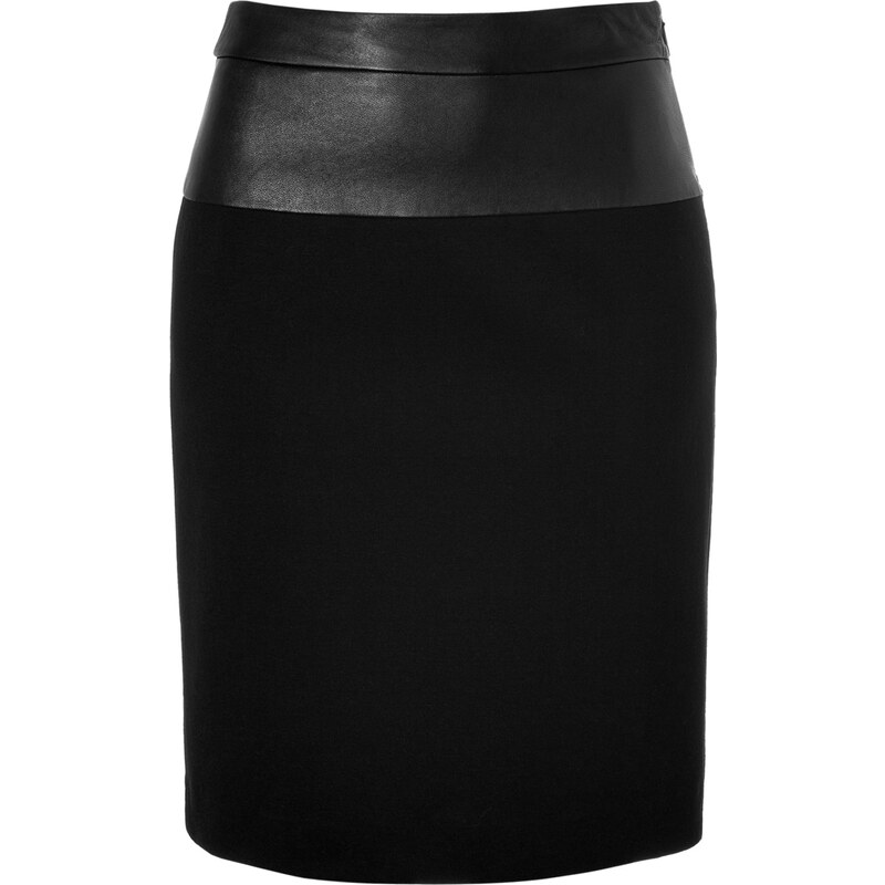 DKNY Black Skirt with Leather Top