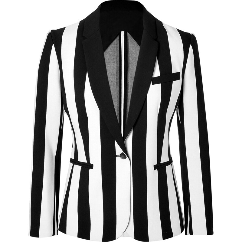 Maje Striped Blazer in Black/White
