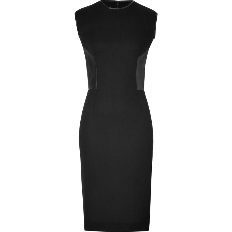 Ermanno Scervino Wool Dress with Leather Trim