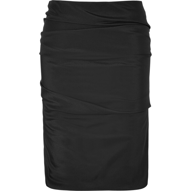 Akris Silk Draped Front Skirt in Black