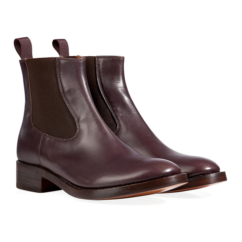 LAutre Chose Leather Chelsea Boots in Coffee Brown