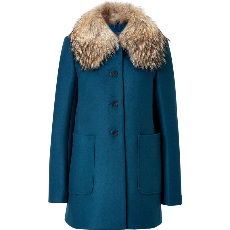 Tara Jarmon Wool Coat in Duck Blue