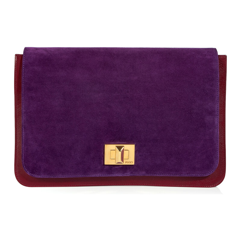 Emilio Pucci Ruby/Amethyst Combo Leather Clutch