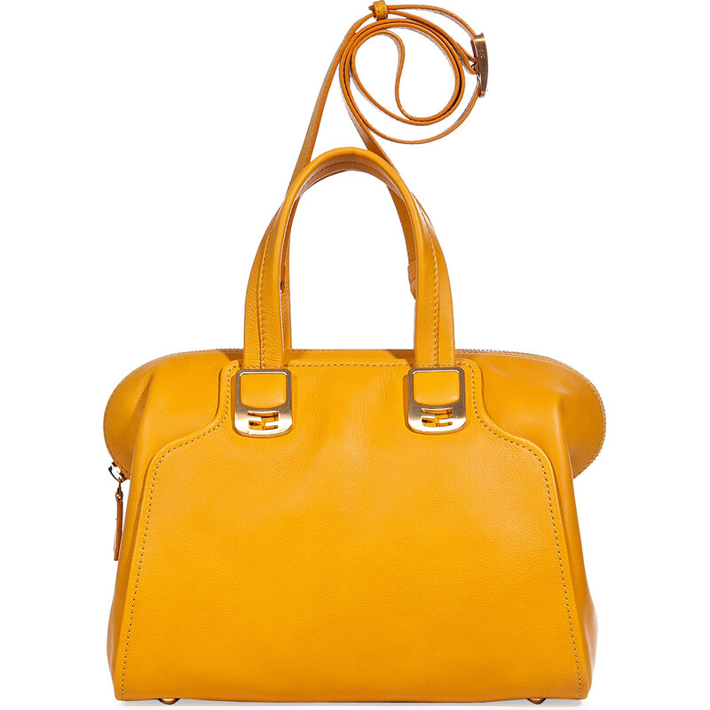 Fendi Sunflower Calf Leather Duffle Bag with Shoulder Strap