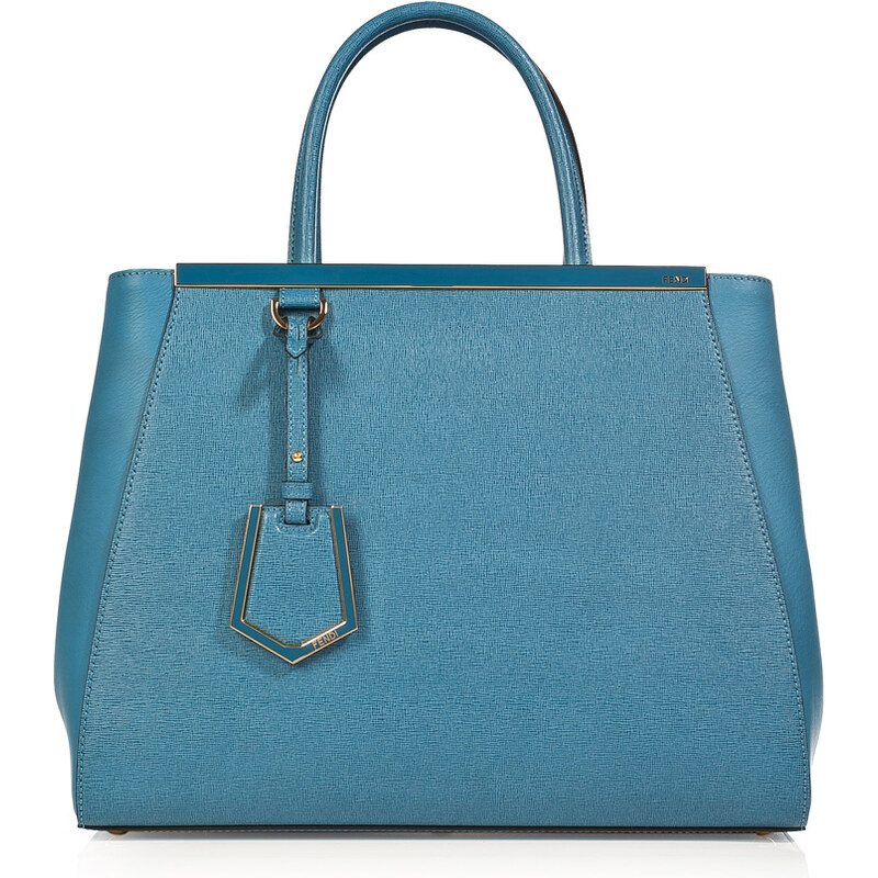 Fendi Leather 2Jours Tote in Turquoise