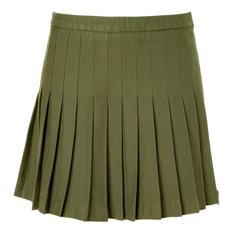 McQ by Alexander McQueen Military Green Pleated Skirt