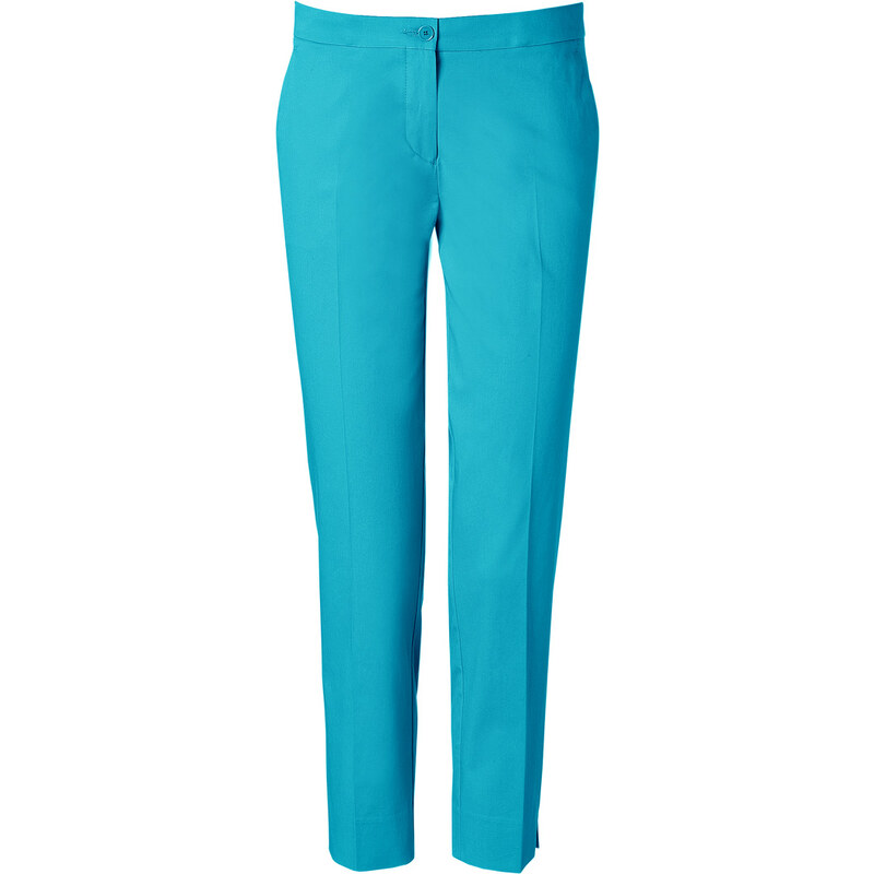 Etro Turquoise Cotton Stretch Ankle Pants