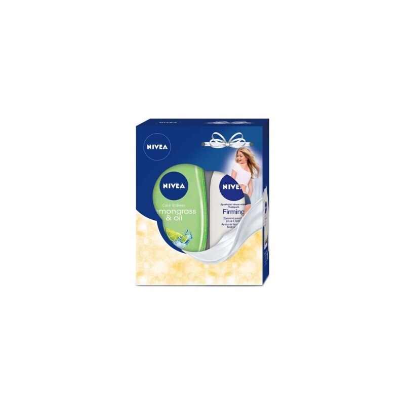 Nivea Q10 Energy+ Firming 250 ml dárková kazeta dárková sada pro ženy tělové mléko 250 ml + sprchový gel Lemongrass & Oil 250 ml