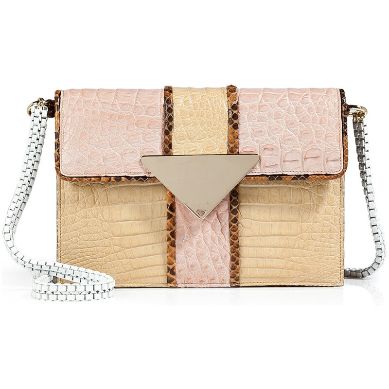 Sara Battaglia Snakeskin Triangle Bag in Powder