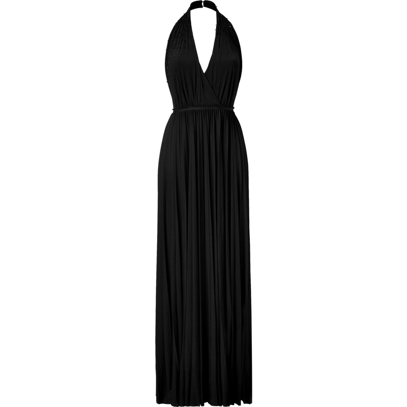 Halston Heritage Black Beaded Backless Dress