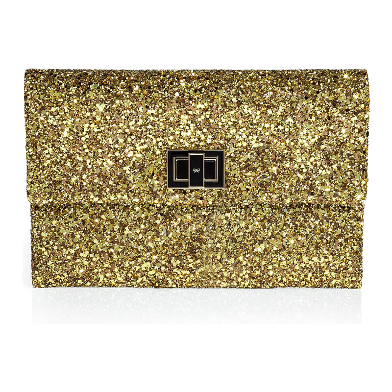 Anya Hindmarch Copper and Gold Halo Glitter Valorie Clutch