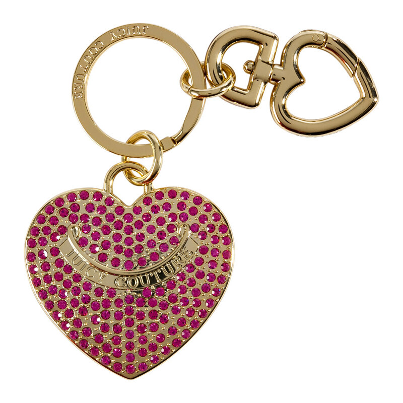 Juicy Couture Hot Pink Pave Heart Key Fob in Gift Box