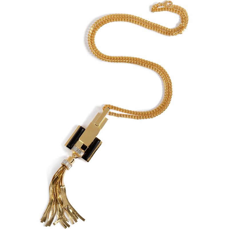 Emilio Pucci Necklace with Tassel Pendant in Gold/Jet Black