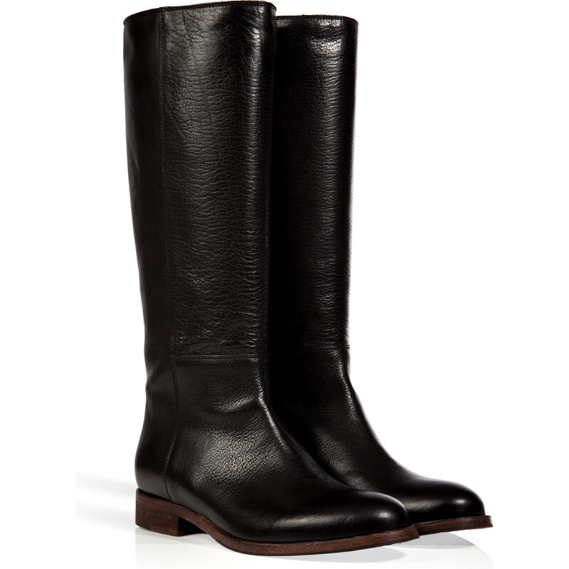 LAutre Chose Grainy Leather Boots in Black