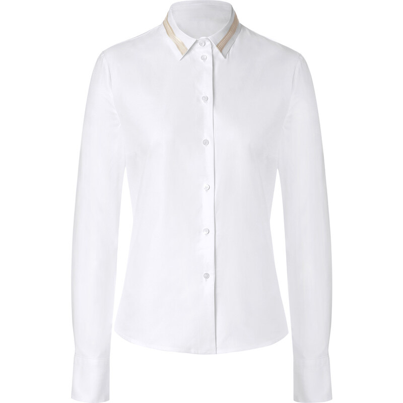 Jil Sander Navy White Cotton Satin Collar Shirt