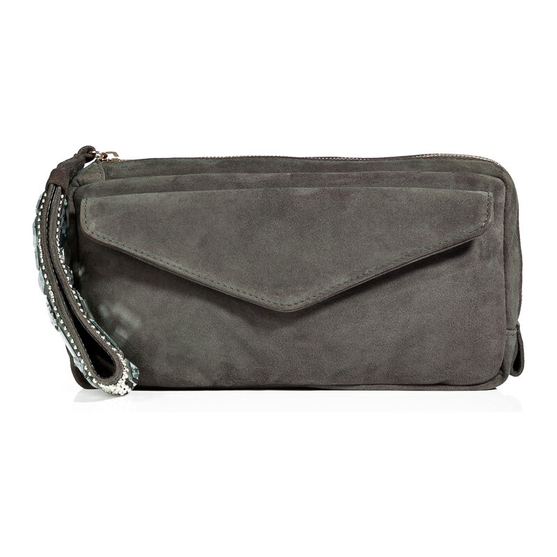 See by Chloé Suede Clutch in Smoked Grey