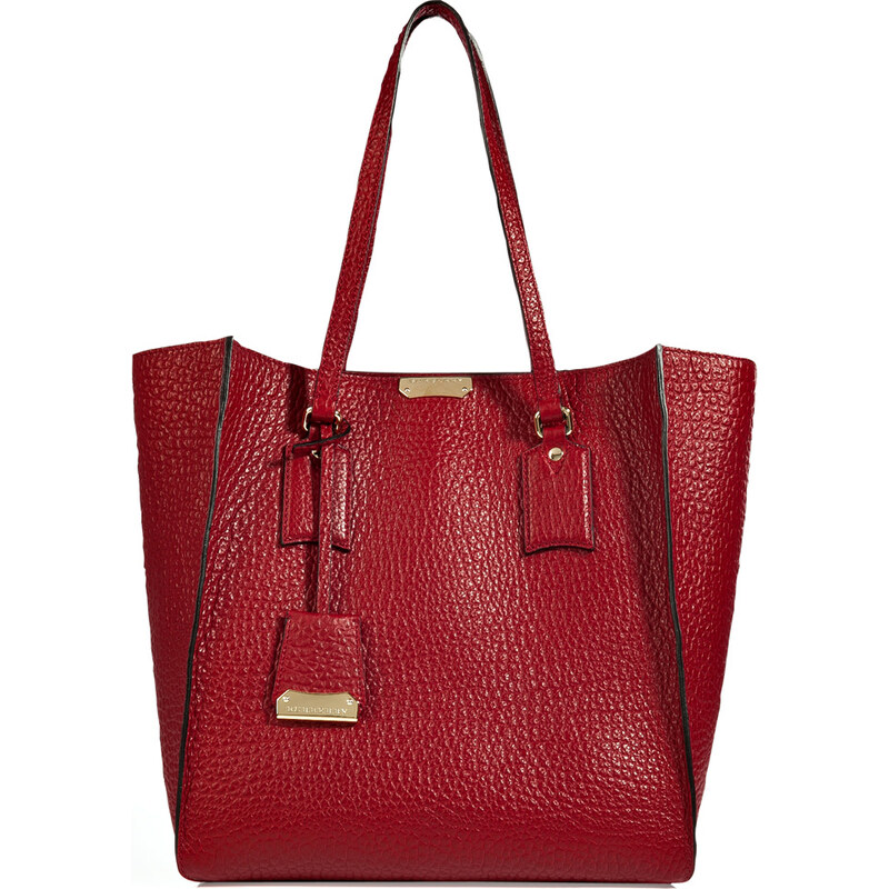 Burberry London Leather Medium Woodbury Tote in Military Red