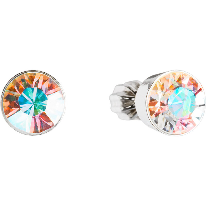 Stříbrné náušnice pecka s krystaly Swarovski AB efekt kulaté 31113.2 22002141
