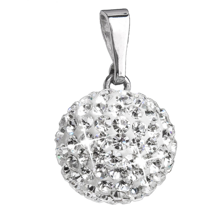 Stříbrný přívěsek s krystaly Swarovski bílý kulatý 34080.1