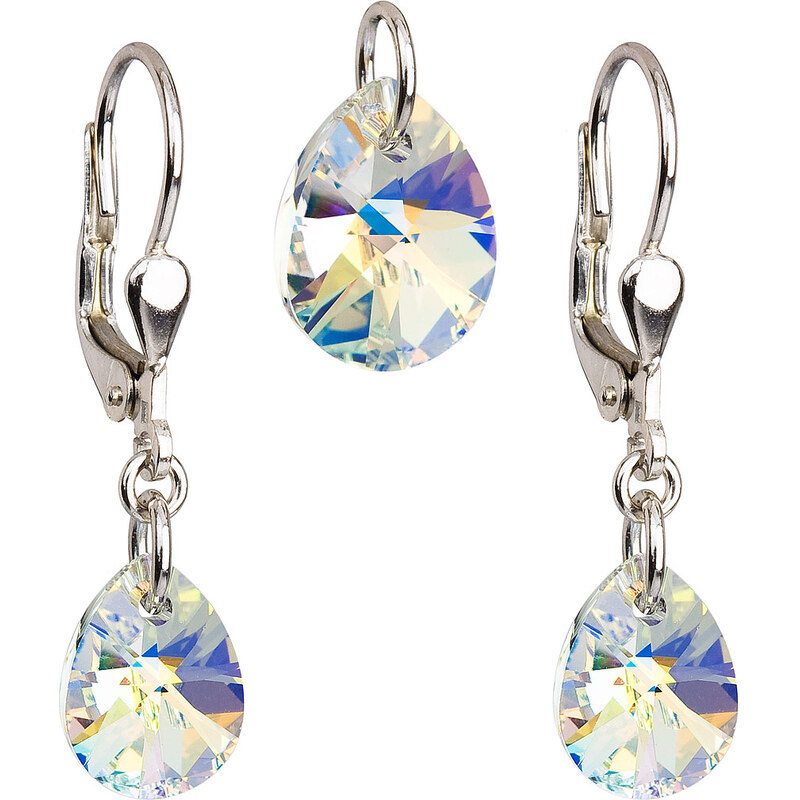 Sada šperků s krystaly Swarovski náušnice a přívěsek AB efekt slza 74170139