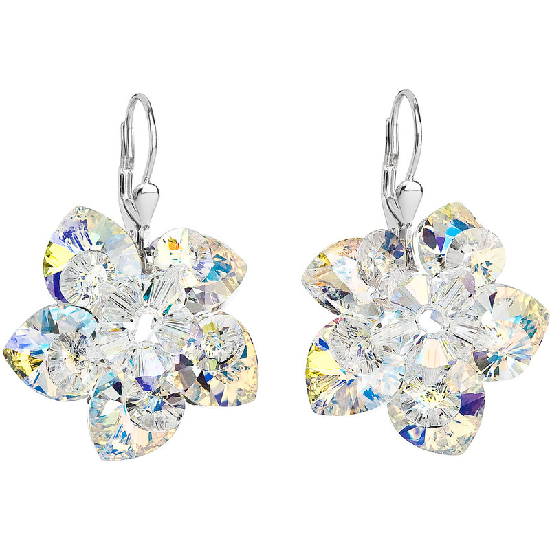 Stříbrné náušnice kytičky s krystaly Swarovski 31130.2 65918547