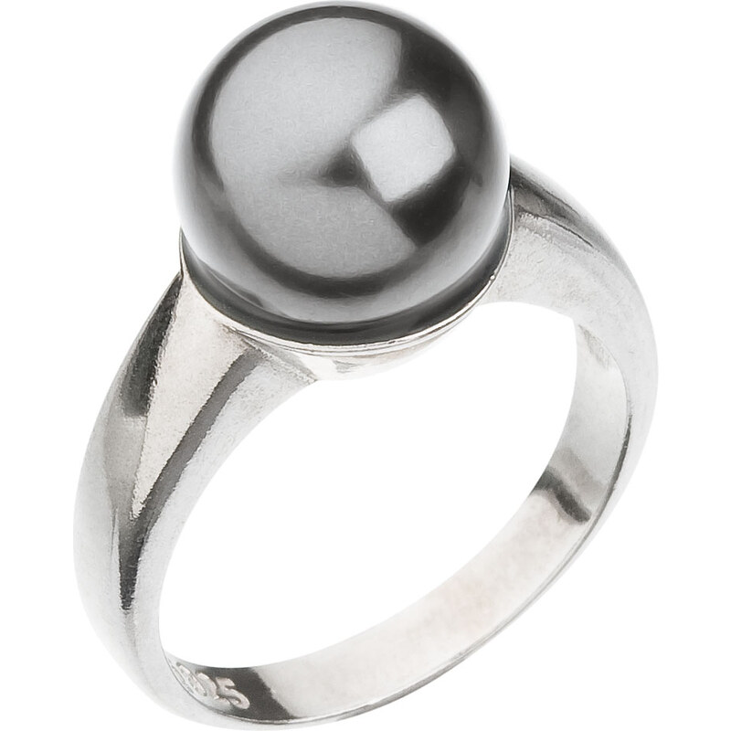 EVOLUTION GROUP Stříbrný prsten se Swarovski perlou šedý 35022.3