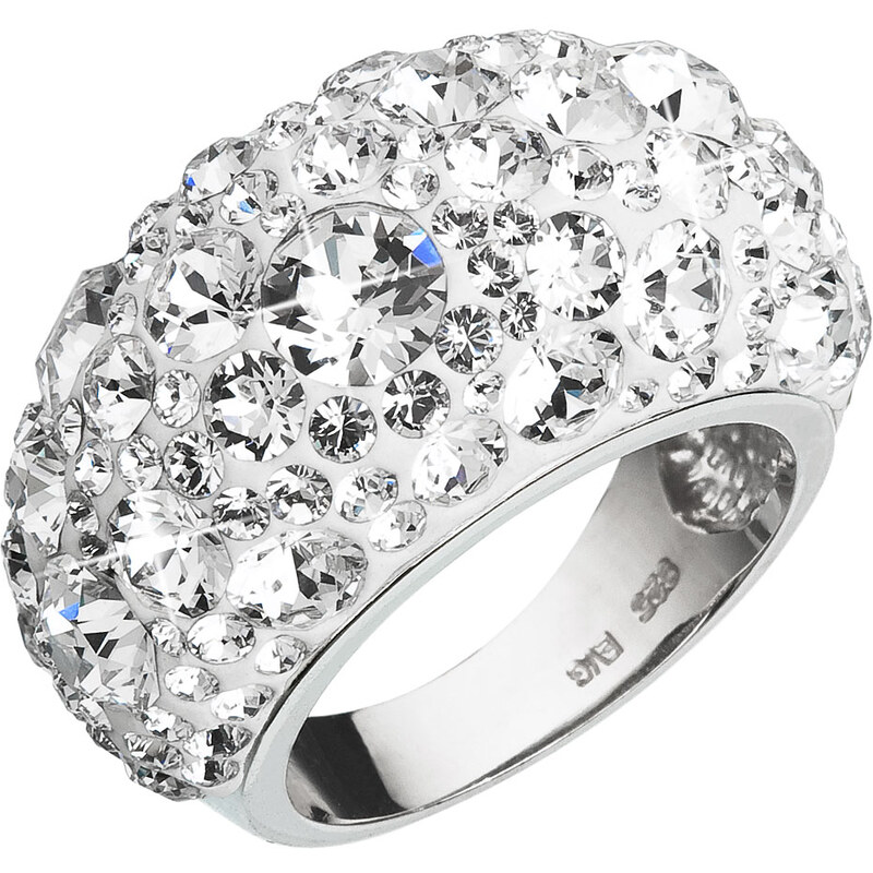Stříbrný prsten s krystaly Swarovski bílý 35028.1