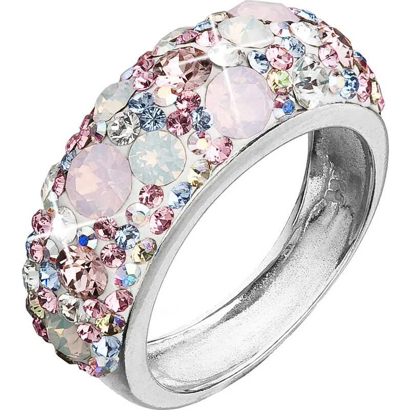 EVOLUTION GROUP Stříbrný prsten s krystaly Swarovski růžový 35031.3