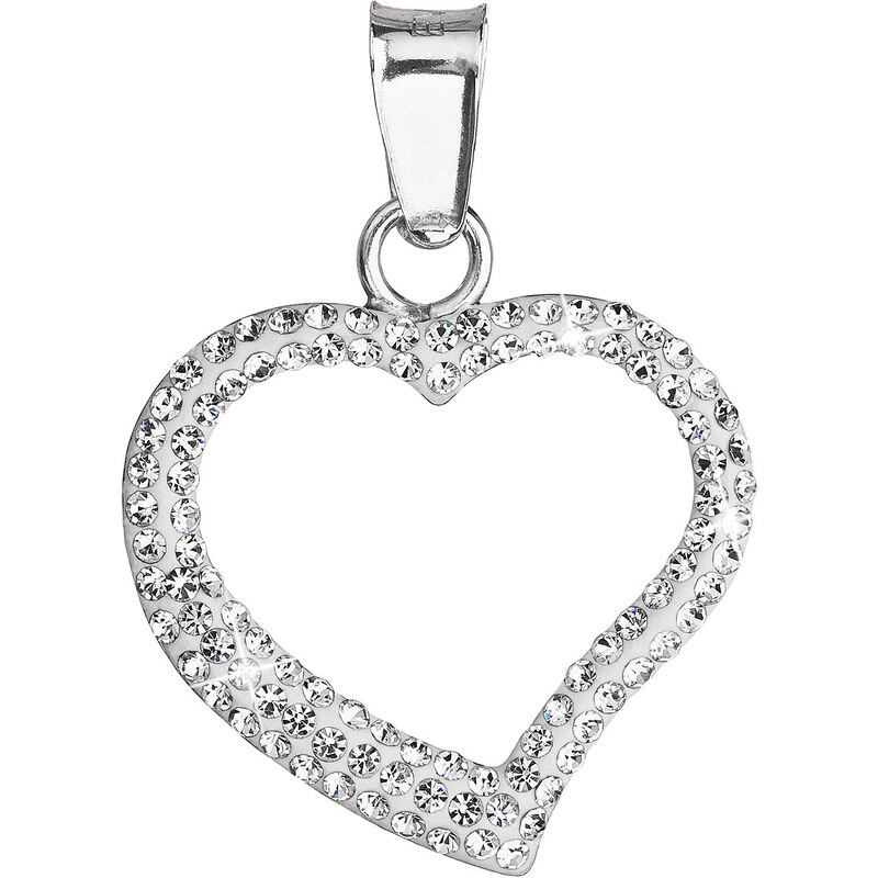 Stříbrný přívěsek s krystaly Swarovski bílé srdce 34093.1