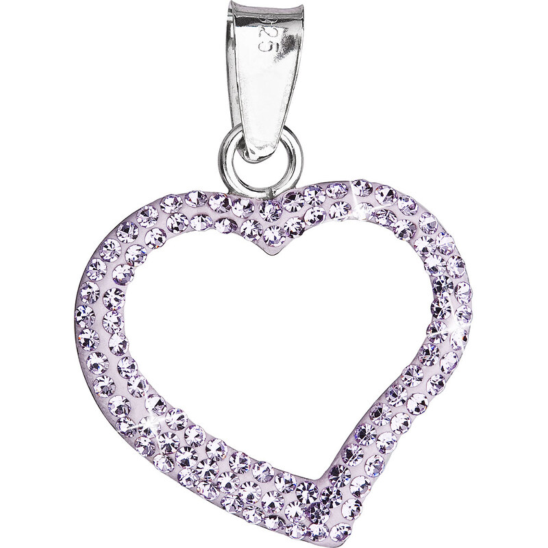 EVOLUTION GROUP Stříbrný přívěsek s krystaly Swarovski fialové srdce 34093.3