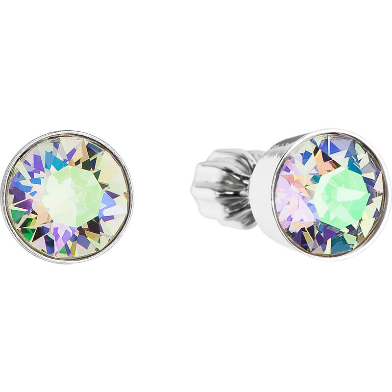 Stříbrné náušnice pecka s krystaly Swarovski zelené kulaté 31113.5 74170284