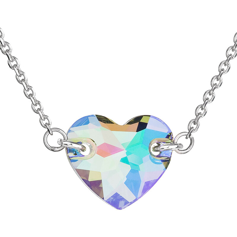 Stříbrný náhrdelník s krystaly Swarovski zeleno-fialové srdce