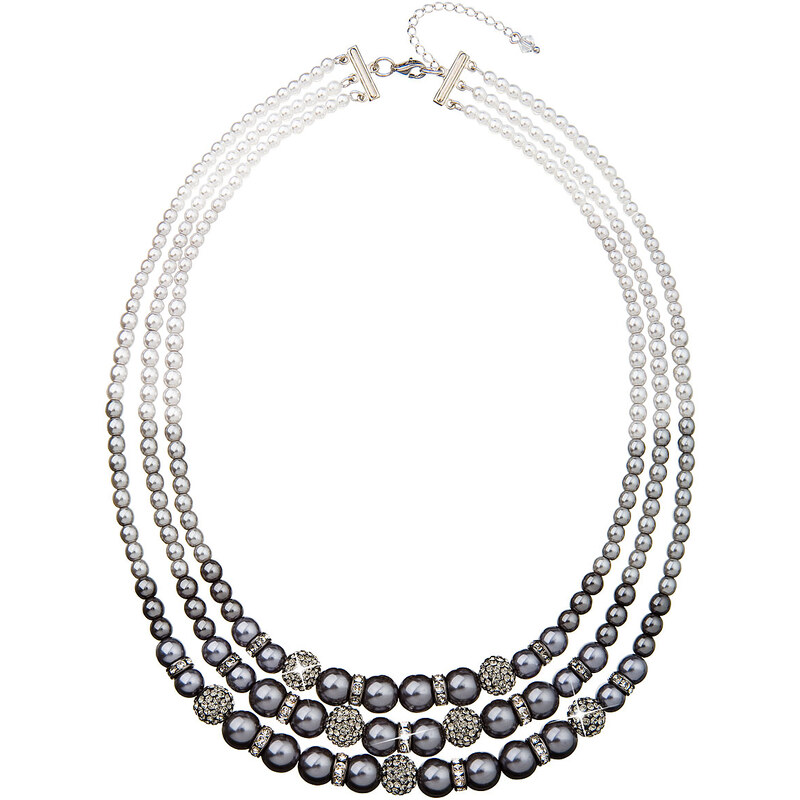 EVOLUTION GROUP Perlový náhrdelník šedý s krystaly Swarovski 32010.3
