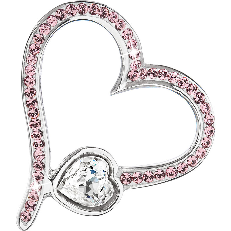 Stříbrný přívěsek s krystaly Swarovski růžové srdce 34183.3