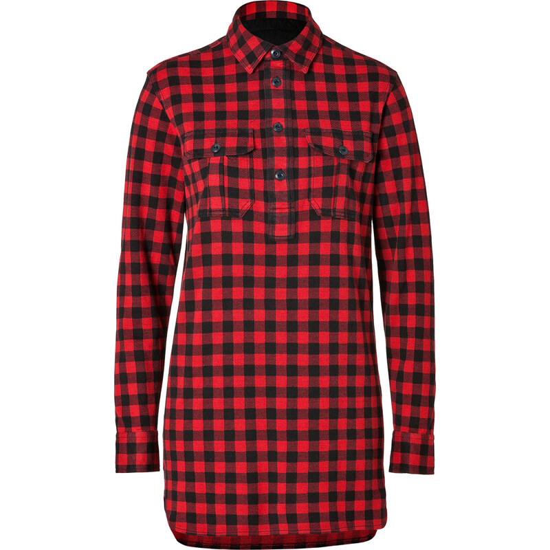 Polo Ralph Lauren Cotton Flannel Buffalo Check Tunic in Franklin Red