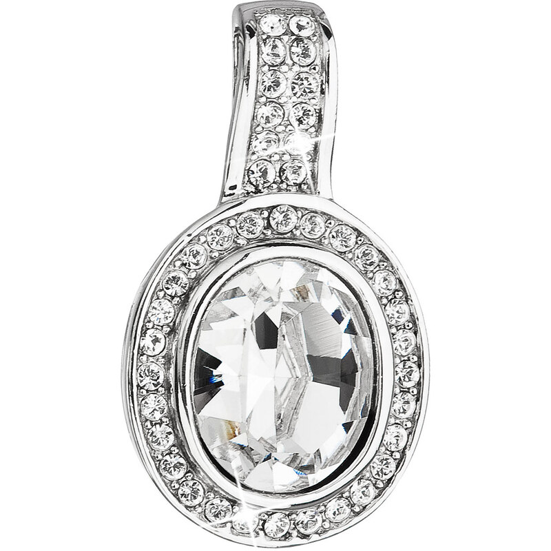Stříbrný přívěsek s krystaly Swarovski bílý kulatý 34197.1