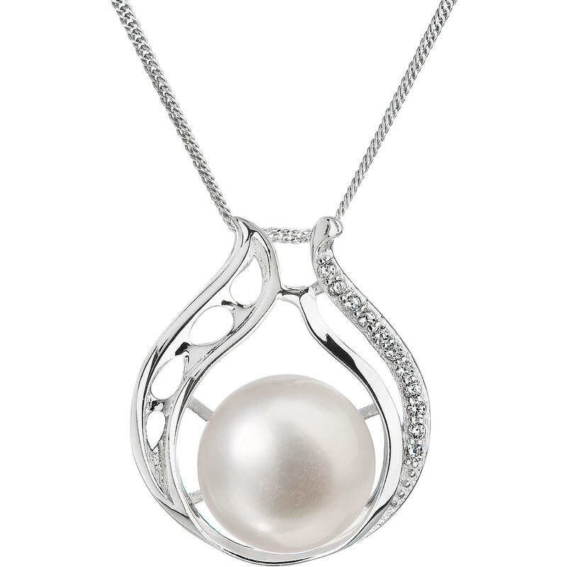 EVOLUTION GROUP Perlový náhrdelník s řetízkem z pravých říčních perel bílý 22011.1