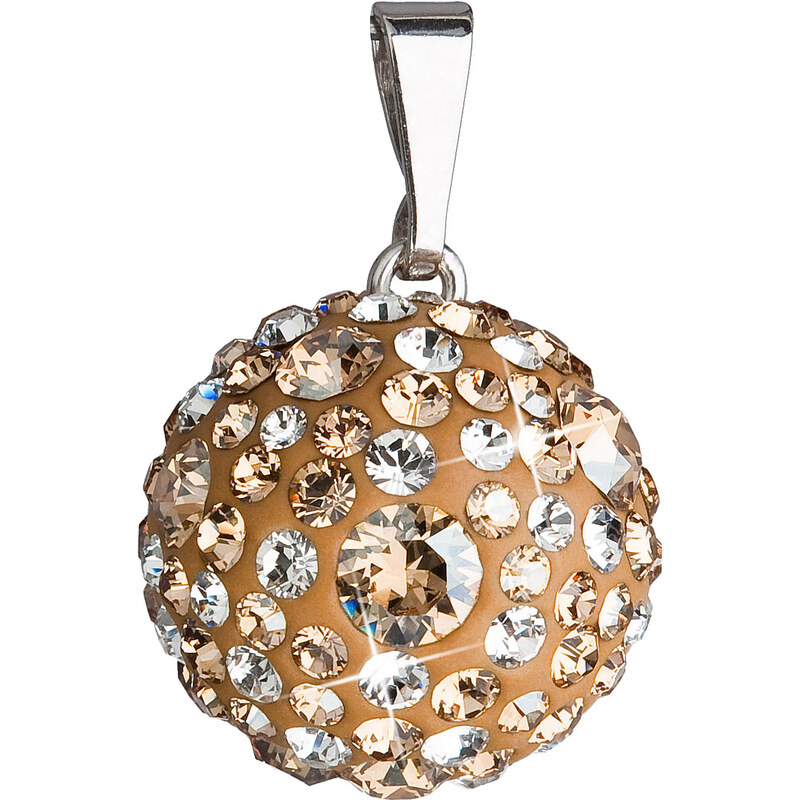 Stříbrný přívěsek s krystaly Swarovski zlatý kulatý 34081.5