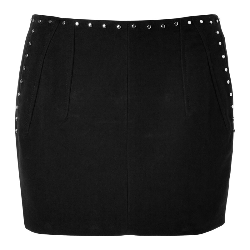 Faith Connexion Cotton Studded Mini-Skirt in Black