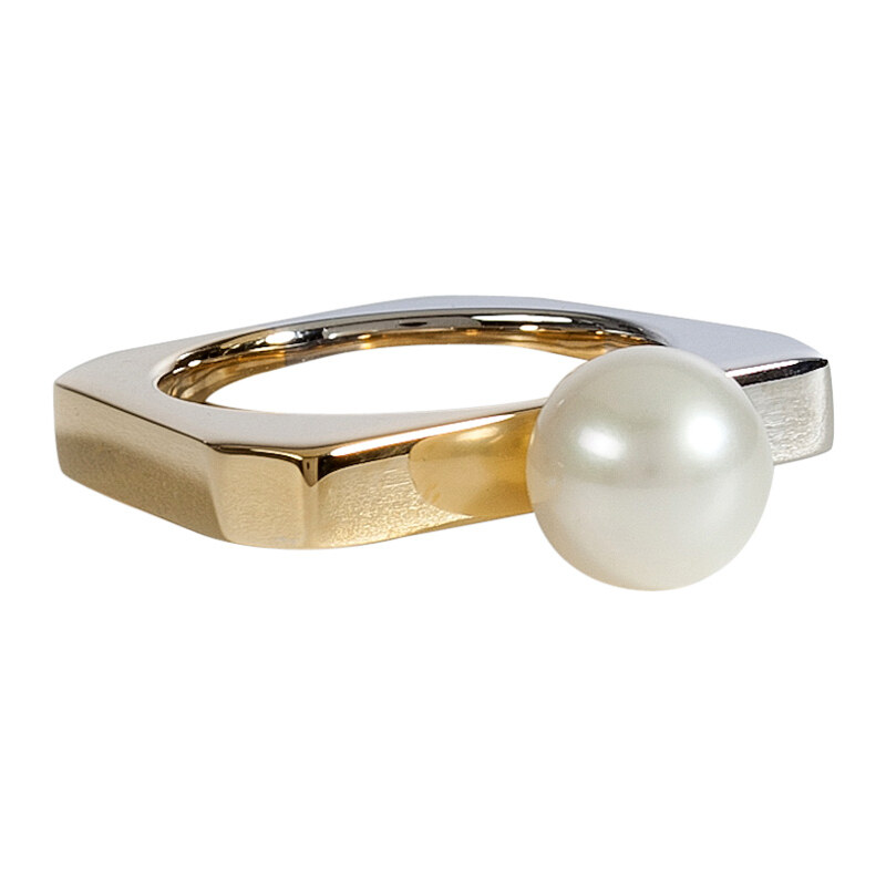 Delfina Delettrez Gold-Plated Silver/Silver/Pearl Fullmoon Ring