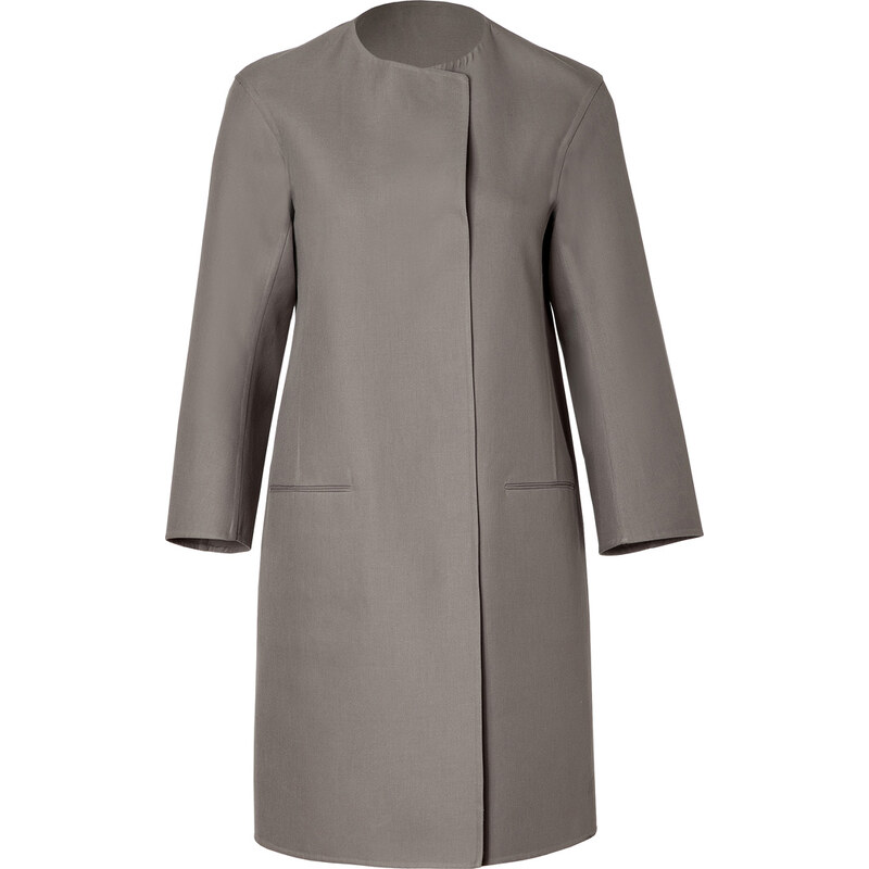 Jil Sander Grey Collarless Cotton Coat