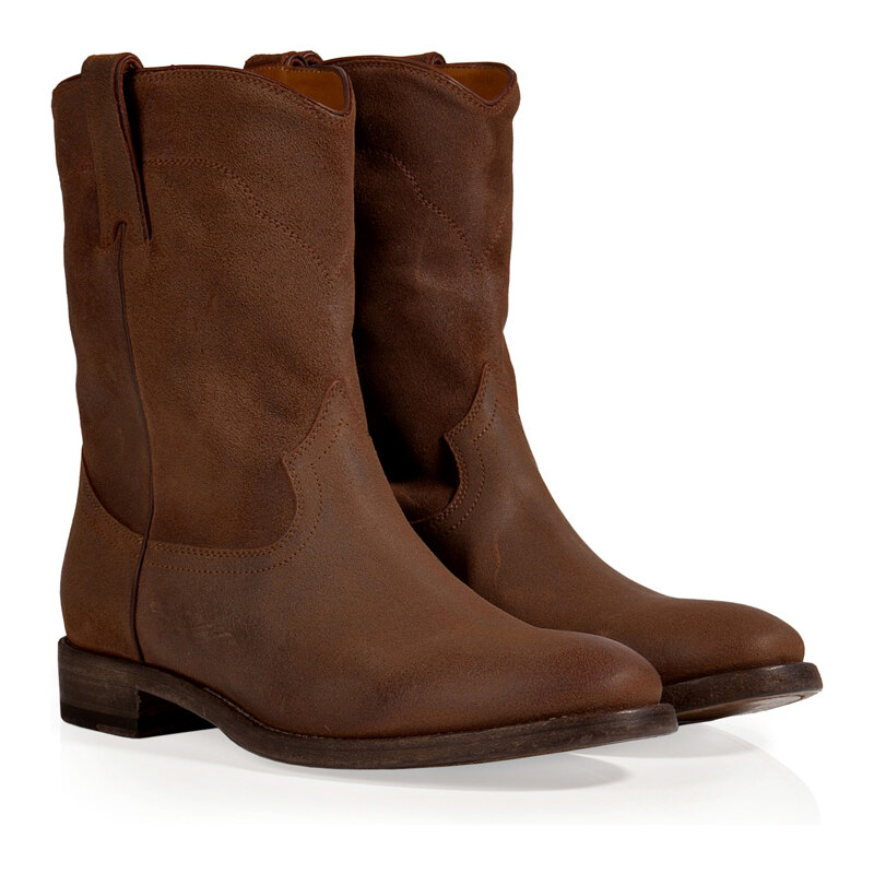 Ralph Lauren Collection Distressed Oiled Suede Boots in Snuff