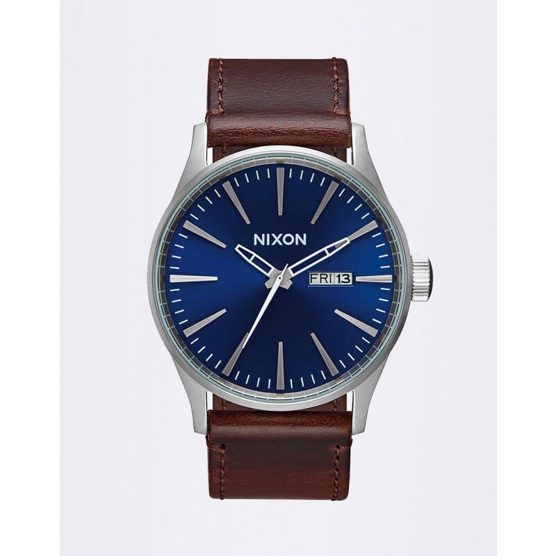 Hodinky Nixon Sentry Leather Blue/Brown