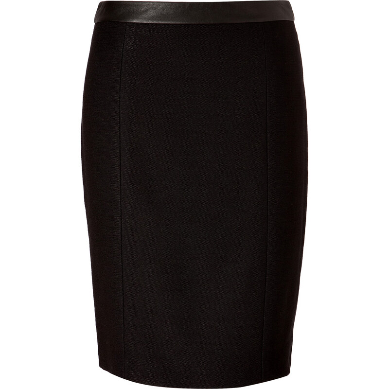 DKNY Black Textured Linen Blend Skirt