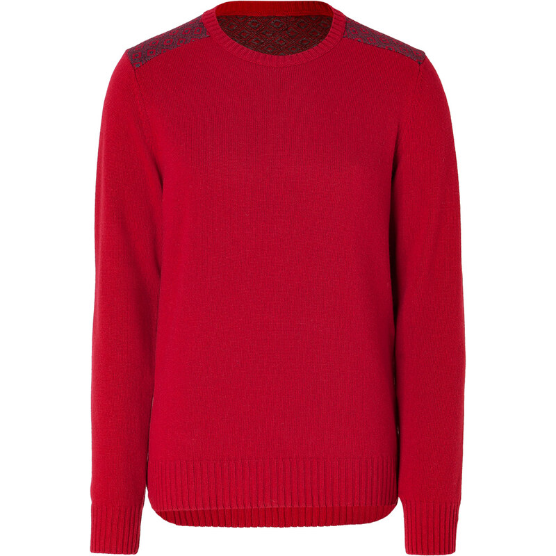 PS by Paul Smith Mixed Knit Crewneck Pullover in Red