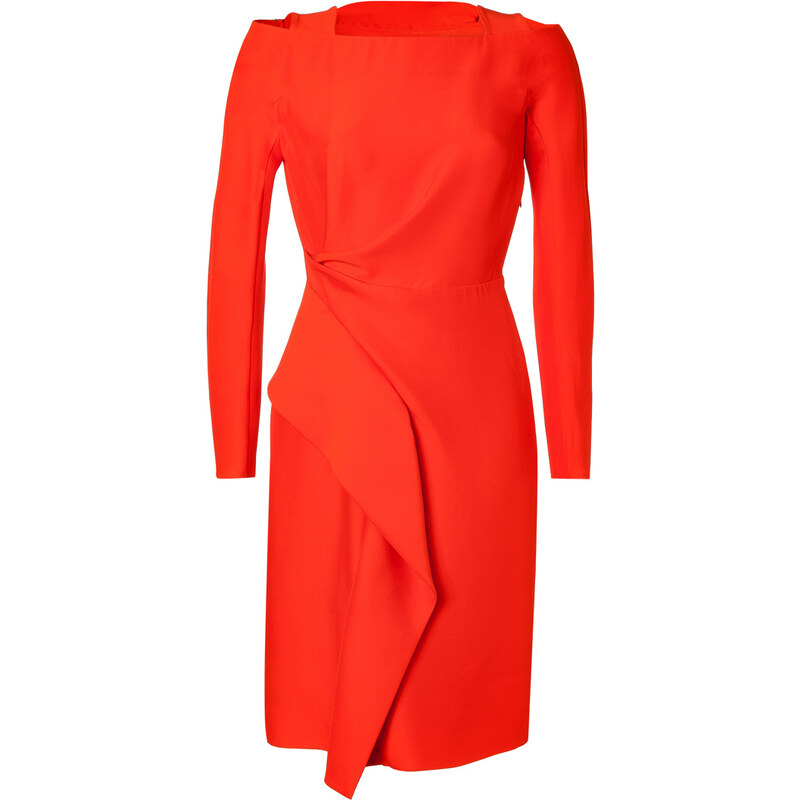 Vionnet Silk Blend Draped Dress in Coral