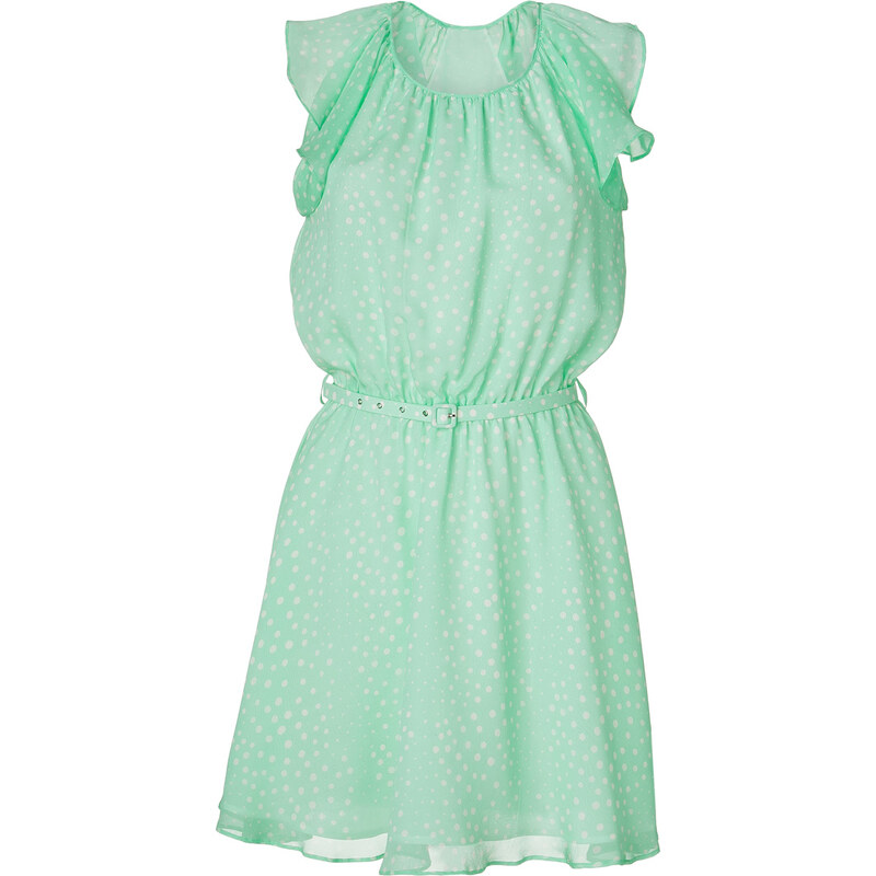 Tara Jarmon Mint Green Polka Dot Silk Dress
