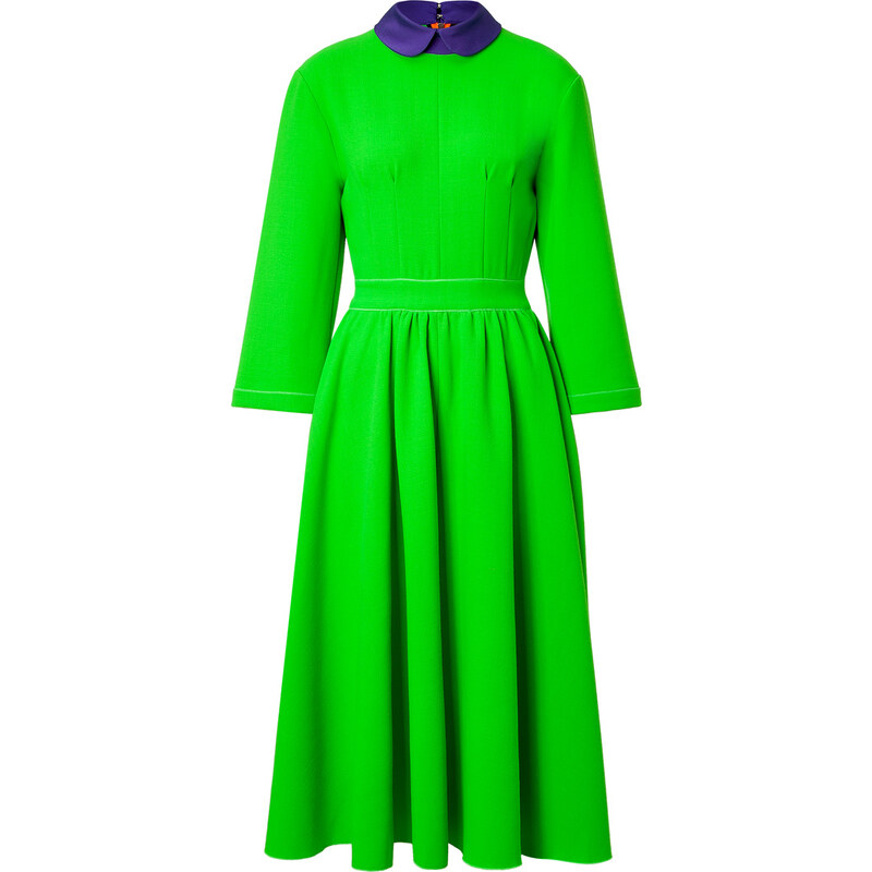Roksanda Ilincic Wool-Crepe Hunter Dress in Acid Green/Purple
