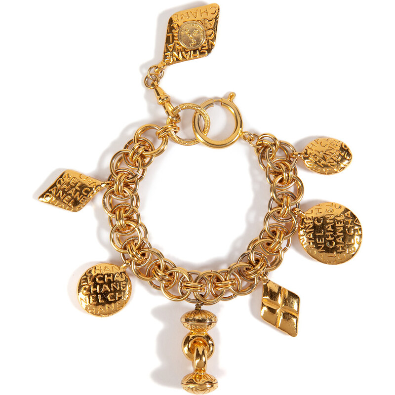 Chanel Vintage Jewelry Gold-Plated Coco Charm Bracelet